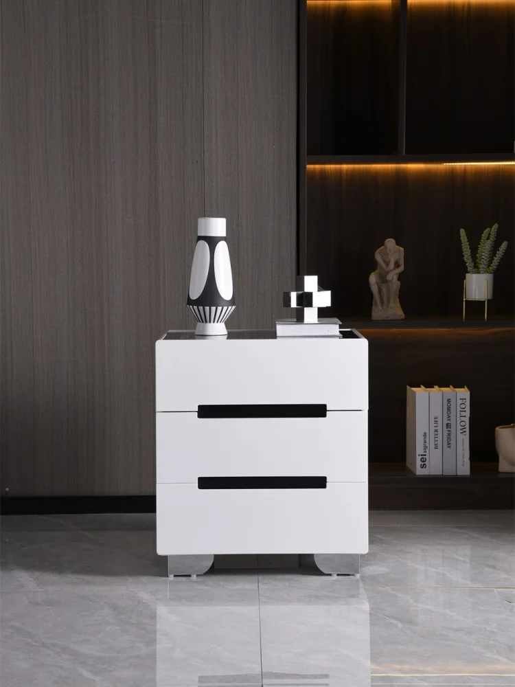 

3 Drawers Smart Bedside Table with Bluetooth Speaker Wooden Side Cabinet Bedroom End Table with Wireless Charging End Table