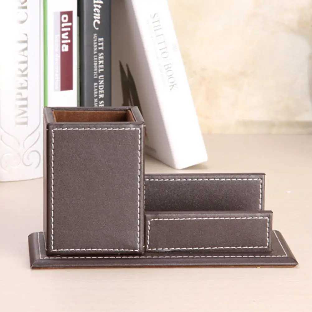 PU Stifthalter Büro Desktop Ganizer Vintage Holz Versorgung Aufbewahrungsbehälter Handwerkskunst Studie Zubehör