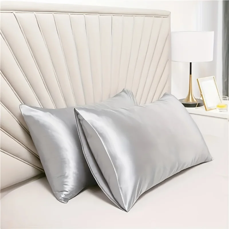 2-Piece Satin Pillowcase Set Soft Breathable Smooth Cooling Pillow Covers for Sleeping ( without pillow core )