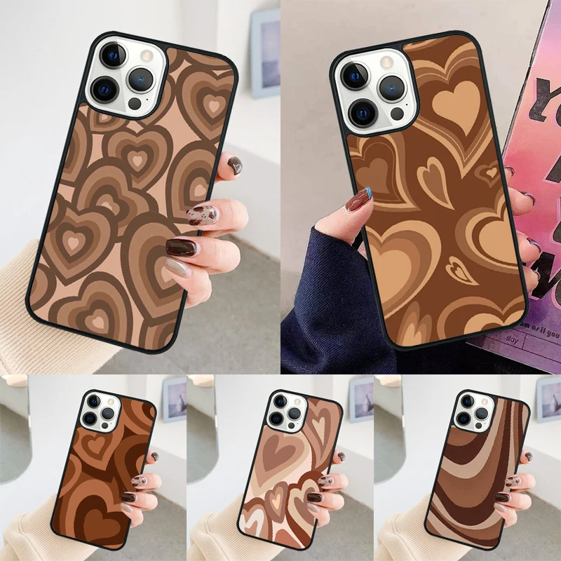 Latte Love Tunnel Brown Heart phone case Cover For iPhone 14 15 16 Pro Max SE 2020 coque For apple 11 12 13 Pro Max 8 Plus