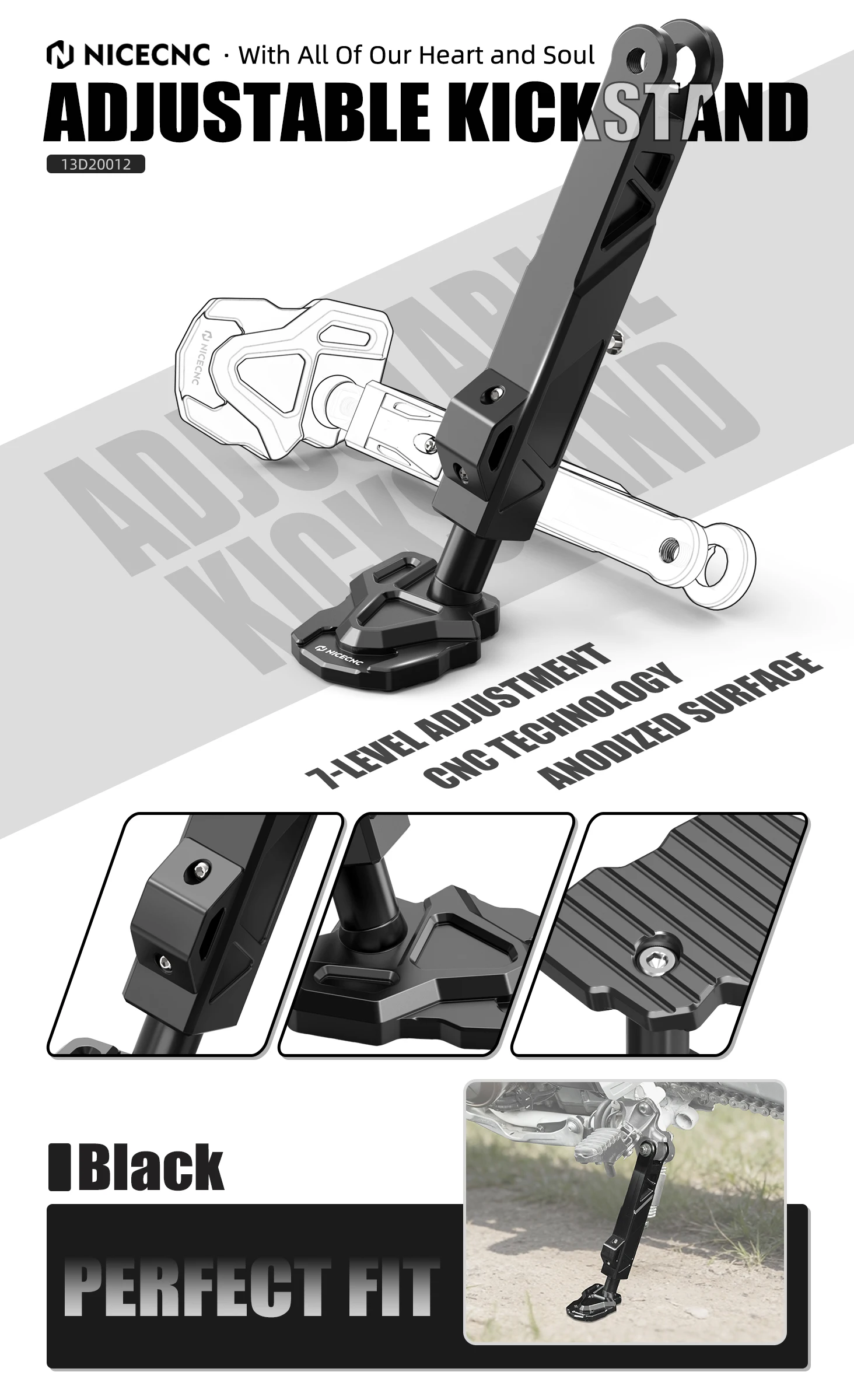 2020-2025 2024 für Honda Africa Twin CRF1100 CRF1100L Africa Twin Adventure Sports Verstellbarer Ständer Seitenständer Zubehör – Detail 1