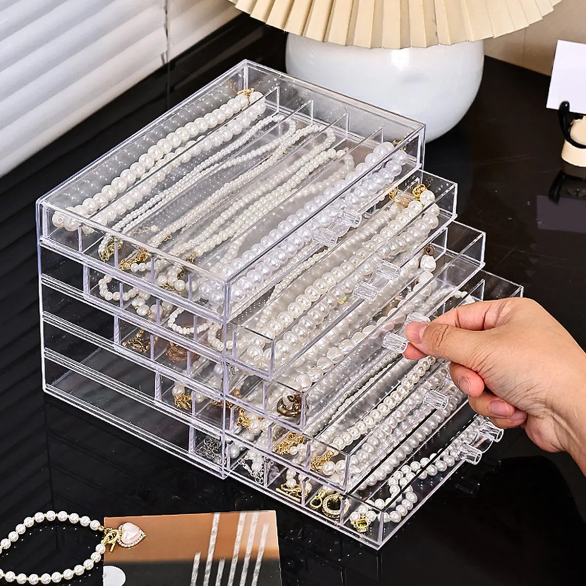 Transparent Necklace Storage Box for Jewelry