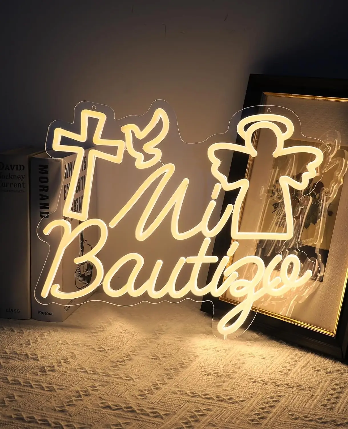Mi Bautizo Neon Signs for Baptism Decorations USB Dimmable Led Sign for First Birthday Party Baby Shower Room Christmas Decor