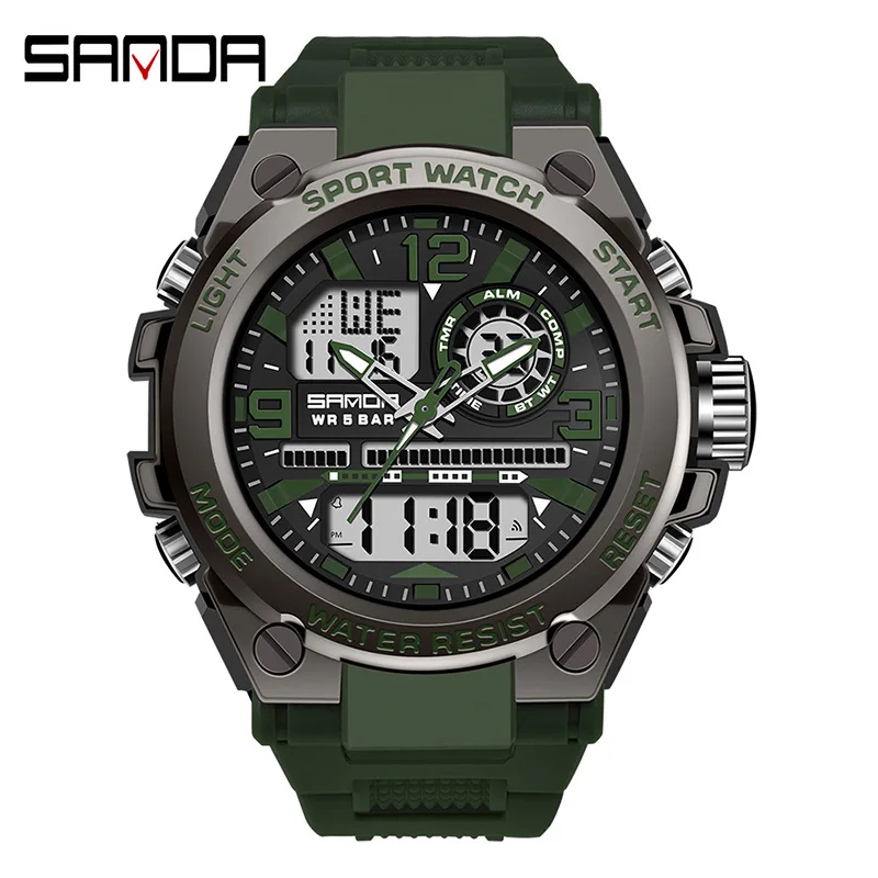 SANDA 6024 2023 Top Brand Men\'s Watches 5ATM Waterproof Sport Military Wristwatch Quartz Watch for Men Clock Relogio Masculino