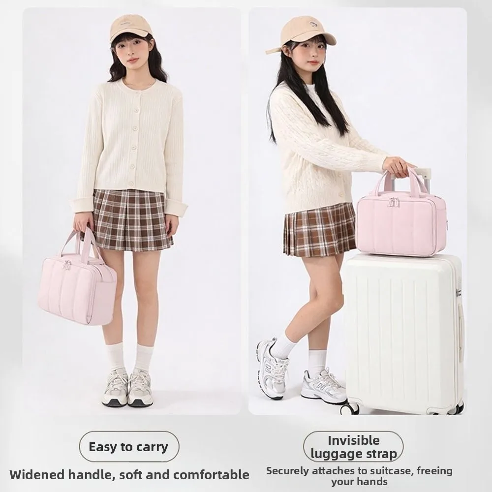 Large Capacity Travel Toiletry Bag Adjustable Dividers Waterproof Portable Cosmetic Pouch Mesh Pocket Multi-Compartments
