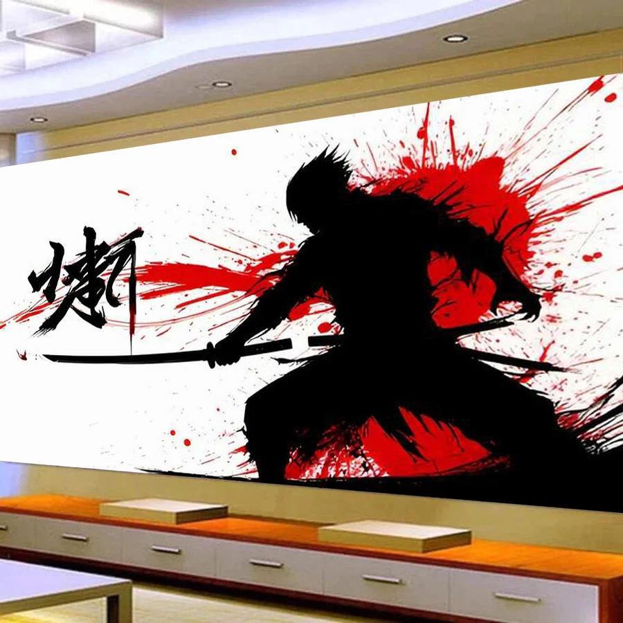 풀칸 일본 사무라이 대형 DIY 다이아몬드 아트 페인팅 키트 풀 스퀘어 라운드 드릴 모자이크 자수 그림 벽 장식