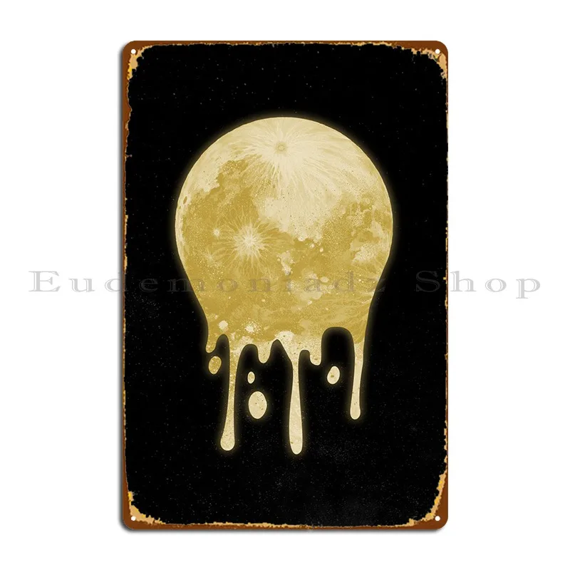 Melting Moon Visual Art Metal Plaque Wall Custom Designs Printing PaintingCustomize Tin Sign Poster