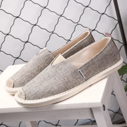 Breathable Linen Casual Men's Shoes Old Beijing Cloth Shoes Canvas Summer Leisure Flat Fisherman Driving Shoes walking