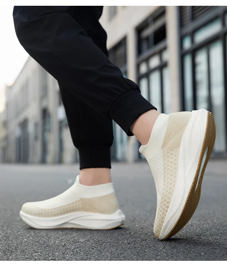 Unisex Real Boost Sneaker mit dicker Sohle, Stretch-Strick, atmungsaktiv, Übergrößen, stoßdämpfend, Sportschuhe, Laufschuhe für Damen und Herren – Detail 14
