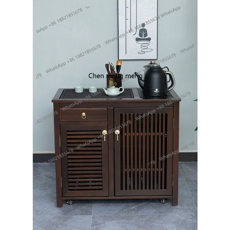 wood tea cabinet movable new Chinese tea cabinet living room boiling water integrated