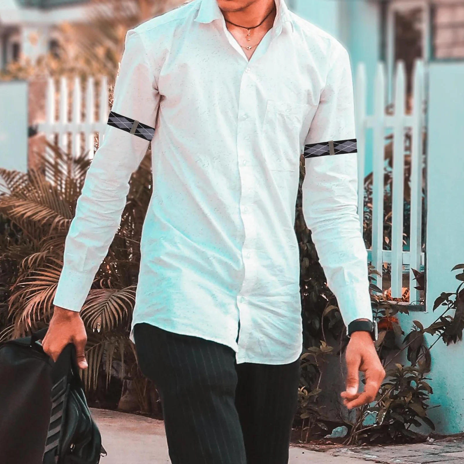 

2Pcs Elastic Armband Sleeve Holders Shirt Garters for Men Women Adjustable Bands Arm Ring Fix Shirt Sleeves Comfort Practical