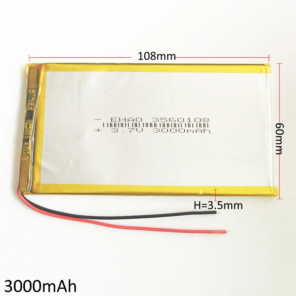 3.7V 3000mAh Lipo Polymer Lithium Rechargeable Battery Cells 3560108 For GPS DVD power bank Tablet PC PAD PDA Laptop PSP Camera