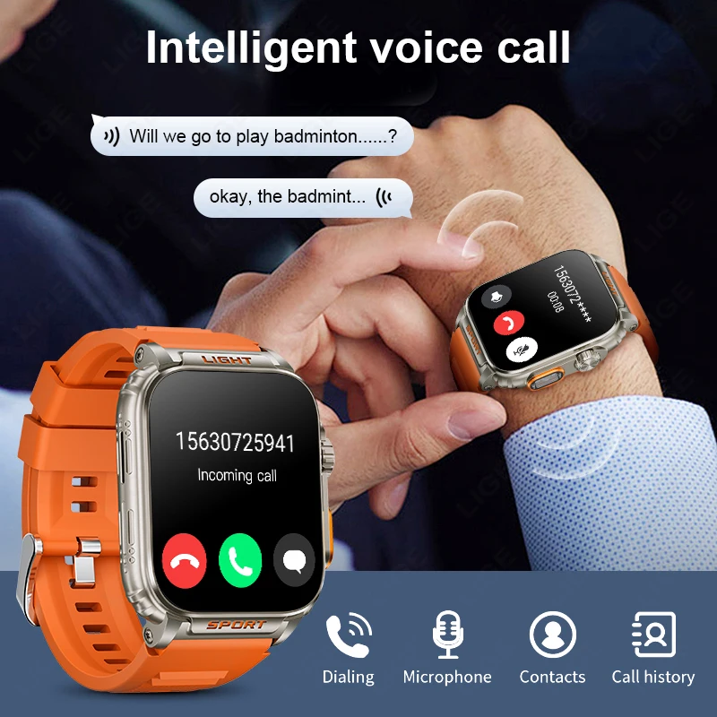 Reloj inteligente deportivo para hombre, pulsera con pantalla HD de 2024 pulgadas, Bluetooth, llamadas, control del ritmo cardíaco y de la presión sanguínea, para Xiaomi 1,91