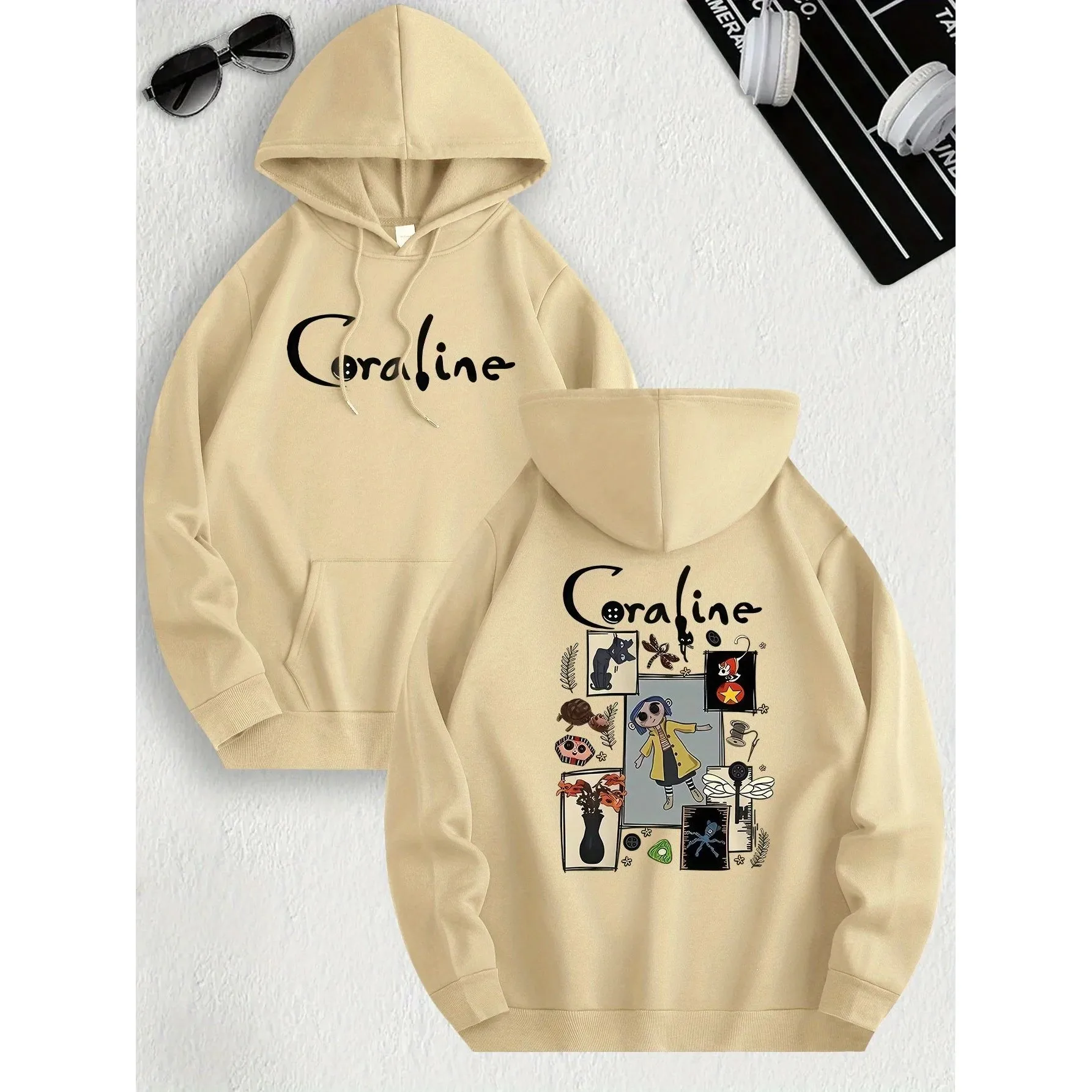 

Женская повседневная толстовка в стиле Коралин, трикотаж из полиэстера, удобный крой, весенняя модная женская кофта