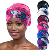 Women Ruffle Muslim Turban Print Flower Knot Headscarf Islamic Inner Hijab Caps Chemo Cap Hair Loss Pleated Head Wrap Turbante