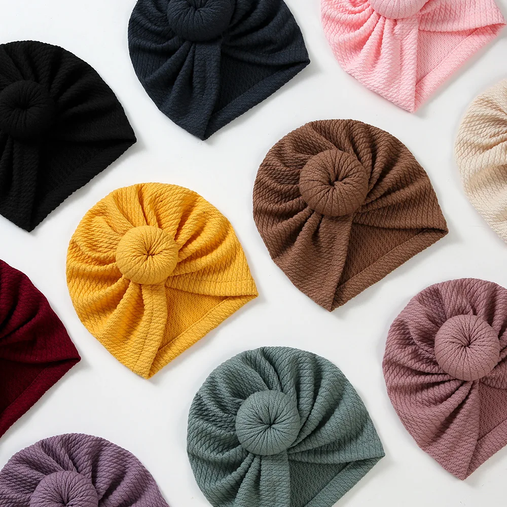 New Donuts Texture Knitted Baby Hat Cute Solid Baby Girls Boys Hat Turban Soft Newborn Infant Cap Knitting Beanies Head Wraps