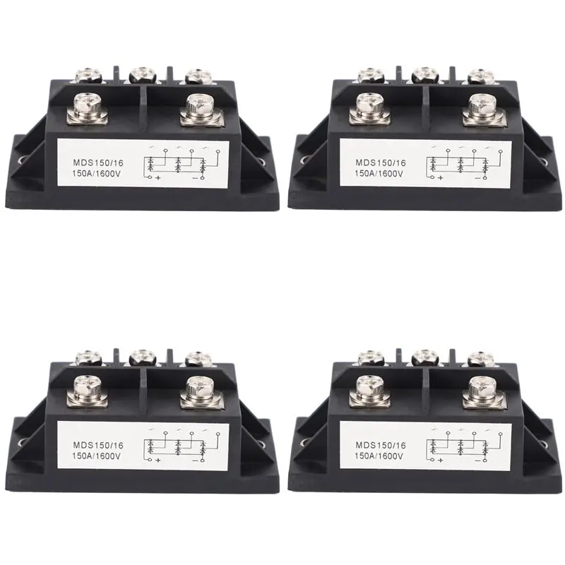 B04B-4X MDS150A 3-Phase Diode Bridge Rectifier 150A Amp 1600V Copper 150 Celsius 80X40x33mm Metal Case Diode Bridge Control