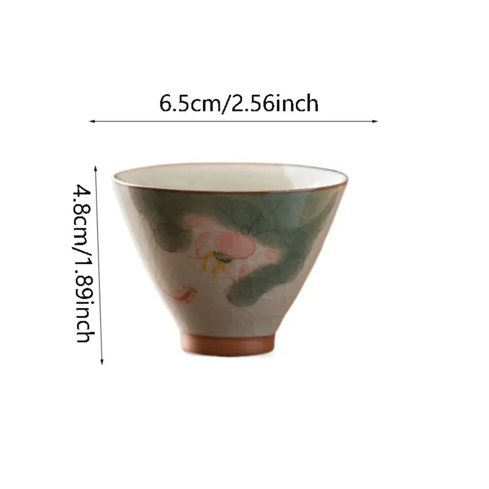 Hand-painted Ge Kiln Ceramic Tea Cup Lotus Graphic Chinese Kung Fu Tea Cup Non-Scald Retro Tea Tasting Cups Household - Image 6