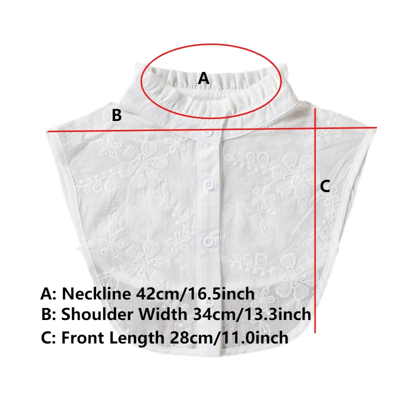 Cotton Floral Fake Collar Women Detachable Lapel Choker Necklace Ladies Removable Half Shirt False Collar Decoration