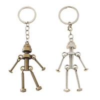 New Alloy Screw Robot Keychain Movable Joint Creative Robot Key Holder Steampunk Vintage Backpack Pendants Backpack