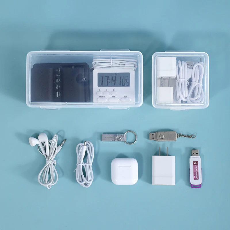 Cable Storage Box Transparent Plastic Data Line Storage Container For Desk Stationery Multifunctional Headset Data Charging Line - Image 2