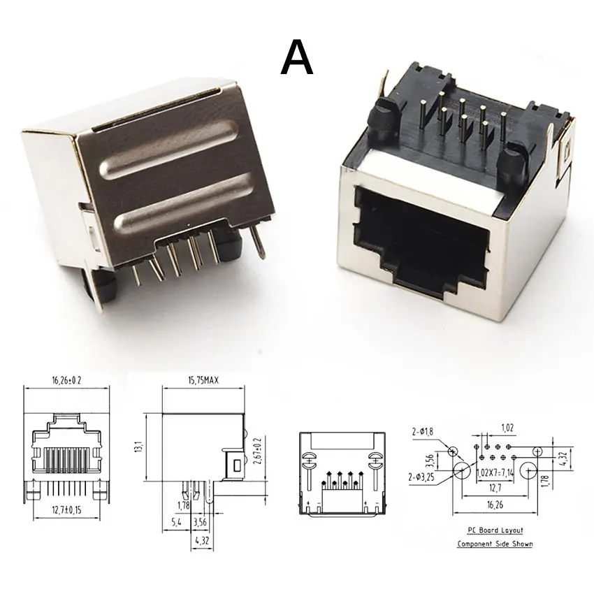 1PCS Plastic Metal RJ45 RJ49 Shield Network Jack 8 Pin PCB SMT/horizontal/vertical Board Female Socket Connector 8P8C 10P8C