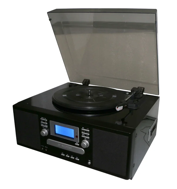 Tuning analogowy AM/FM kaseta z odczytem cyfrowym z wbudowanym głośnikiem stereo Retro drewniany gramofon gramofon podwójny odtwarzacz CD