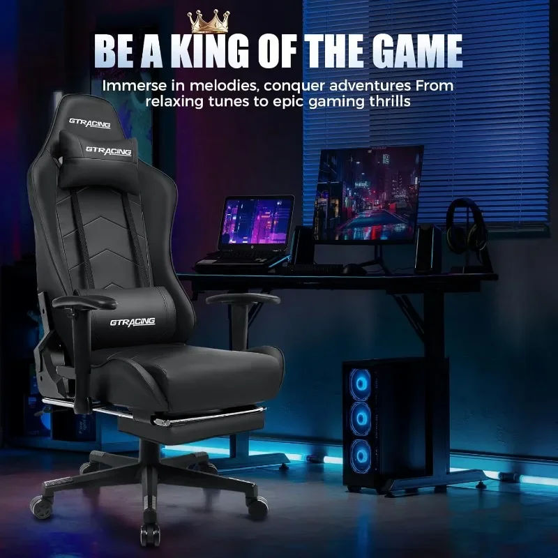 GTRACING Gaming Chair with Footrest, Racing Style Computer Chair for Adult, Adjustable Reclining Backrest and Lumbar Support