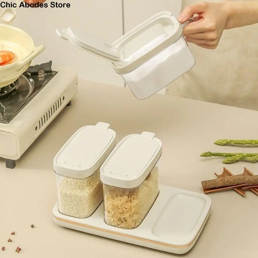 

Durable Plastic Spice Jars Moisture-proof Sealed Seasoning Box Set with Lid Spice Storage Container for Home