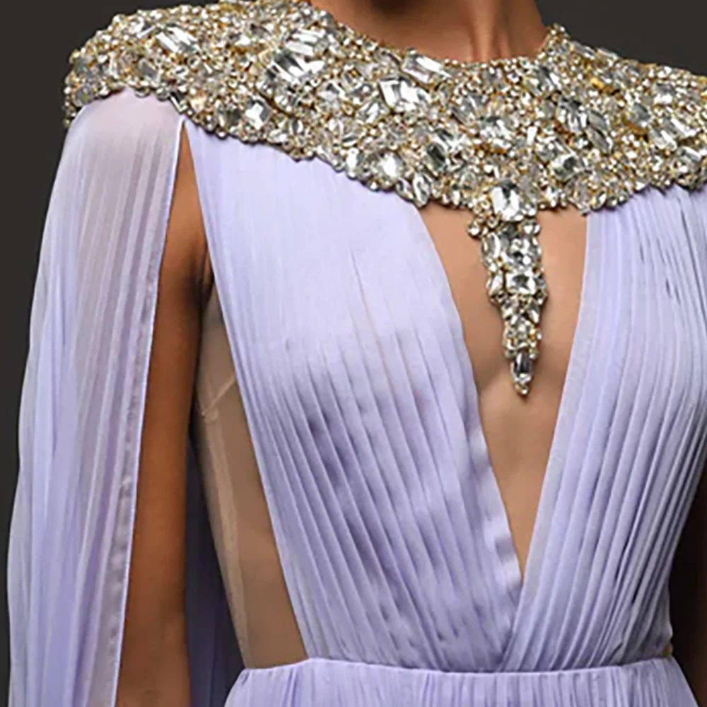 فساتين سهرة رسمية مستقيمة من الشيفون بأكمام كاب أرجوانية أنيقة لحفلات أعياد الميلاد حسب الطلب #3