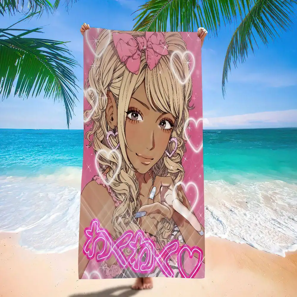 Gyaru Subculture Girls ANIME Retro Big Microfiber Beach Towels Quick Dry Towel Sand Beach Towels Pool Towel
