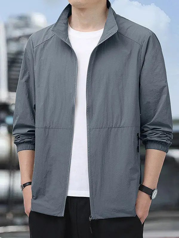 New 2026 Men's Outdoor Jacket Lightweight Breathable Ice Silk Long Sleeve Stand Collar Casual Style Sun Protection Clothing