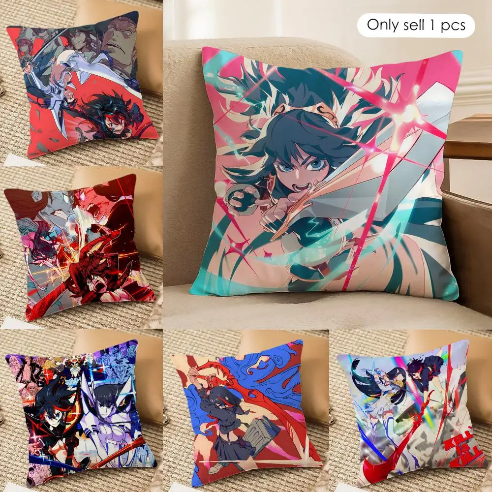 K-KILL La KILLS Ryuko Matoi Cushion Cover Silky Short Plush Invisible Zipper Dustproof Sofa Pillow Case For Home Decor