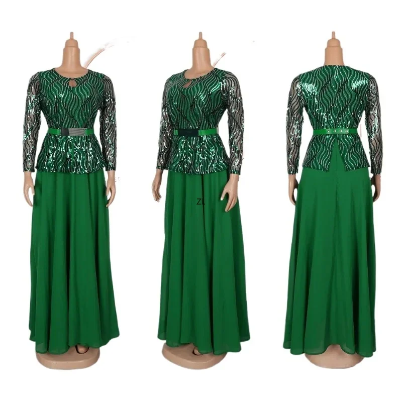 

Elegant plus Size African Ankara Long Dress Women's Sequin Dashiki Style Wedding Party Robe New 2026 Turkey