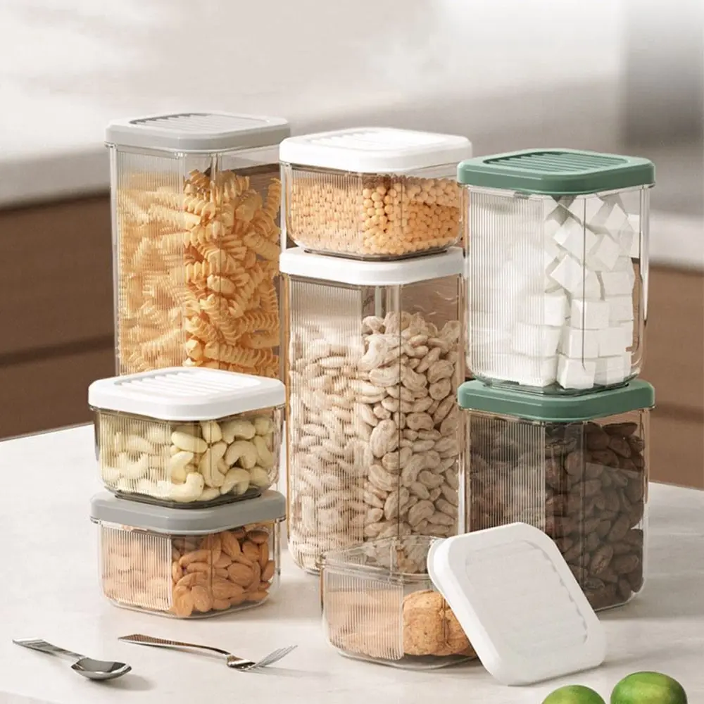 

Plastic Food Storage Container Transparent Keep Fresh Dry Food Storage Box Stackable Large Capacity Refrigerator Storage Tanks