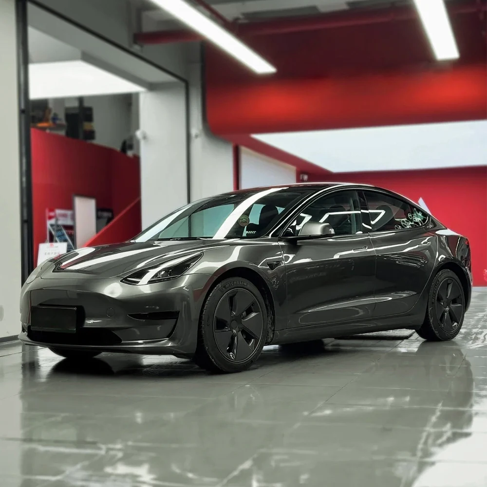 Car Vinyl Wrap Liquid Graphite Grey Auto Color Change Film PET Air Bubble Free Car Accessories Self Adhesive PVC Decals Decora