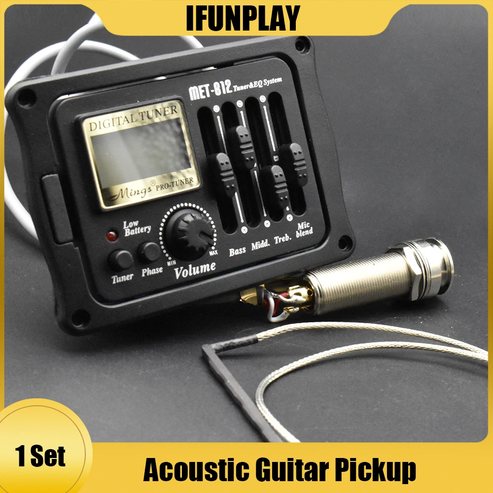 Pastilla de guitarra acústica de 4 bandas, MET-B12, con Micro sintonizador de tablero, sistema EQ, ecualizador de guitarra de madera