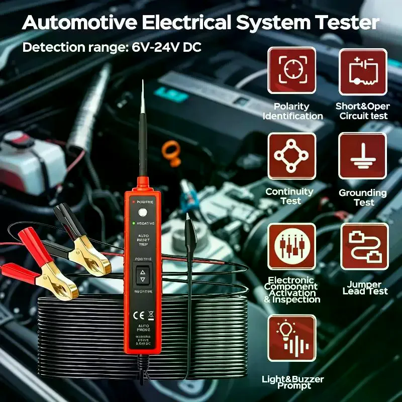

Power Circuit Probe Tester, 6V-24V DC Test Light, Automotive Short Circuit Located And Component Activated