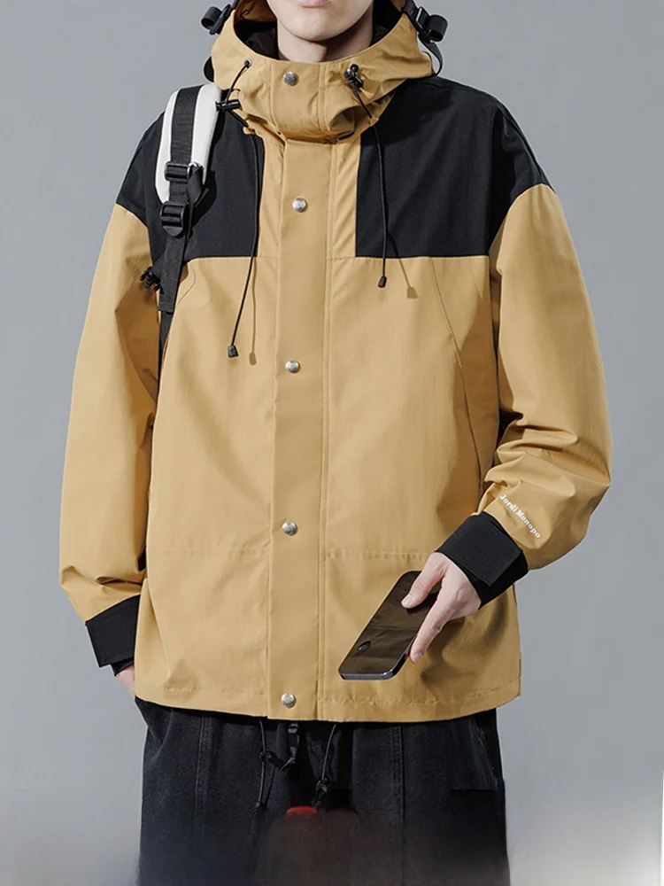 

Мужская демисезонная ветрозащитная куртка с капюшоном, цветная, повседневная, для активного отдыха, в американском стиле, из полиэфирного волокна