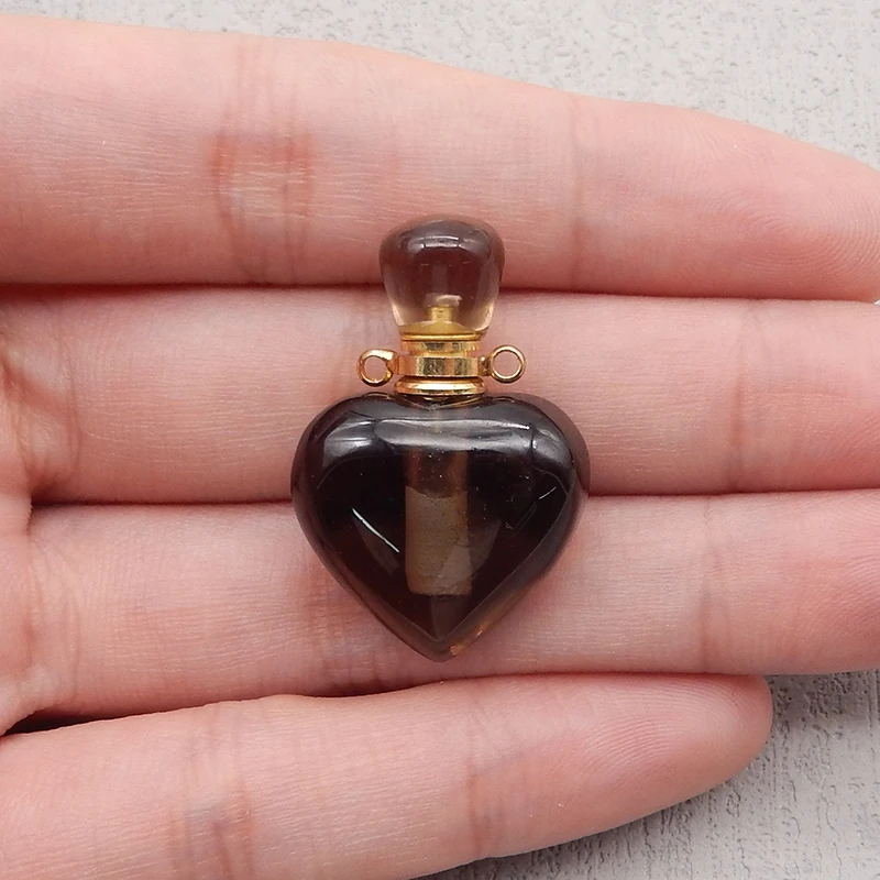 Silver Gold Plated Natural High Quality Smoky Quartz Heart Pendant Bead,Jewelry DIY Making 33x22x12mm 10g