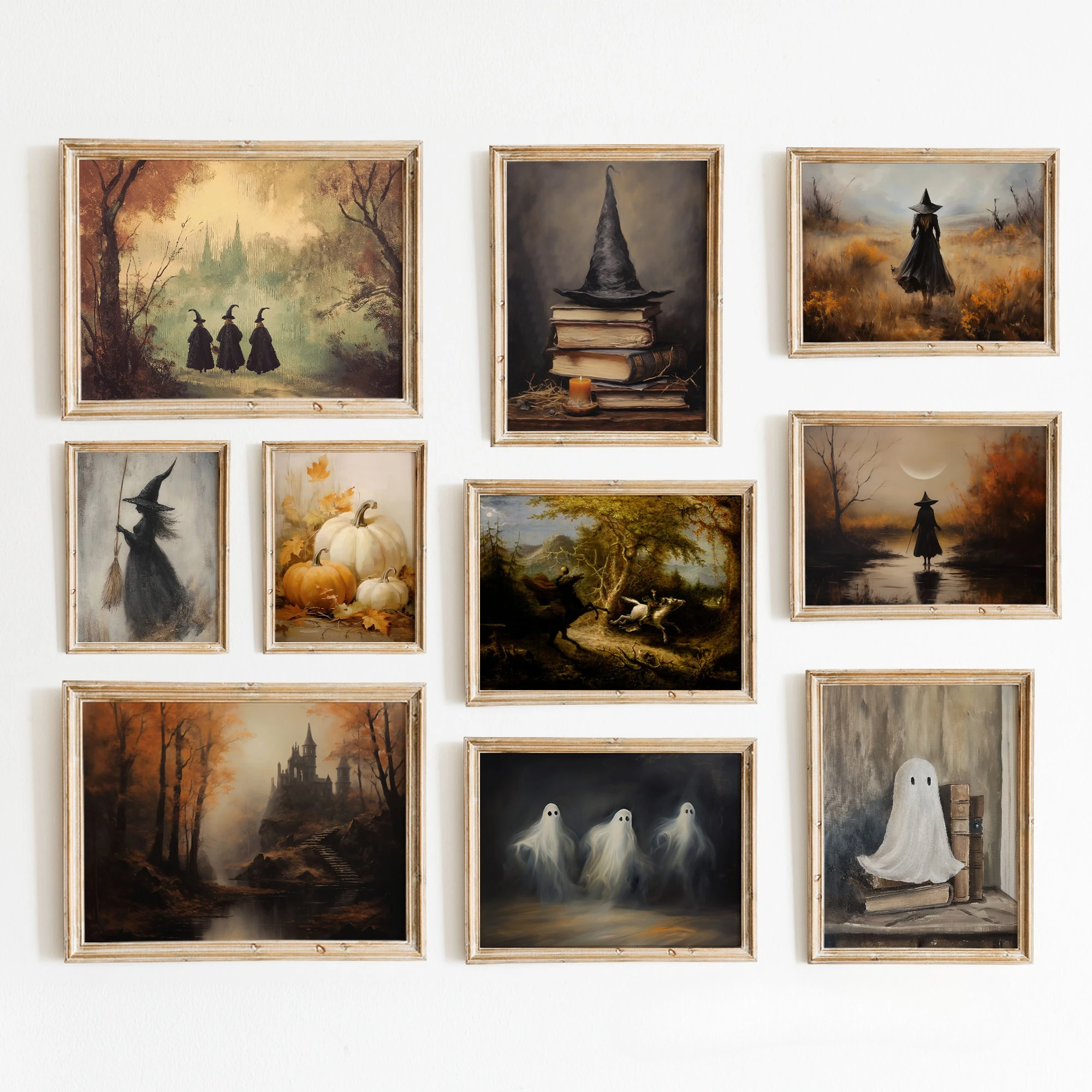 Halloween Printable Art Spooky Gallery Wall Art Print Autumn Vintage Halloween Canvas Poster Prints Home Living Room Decor