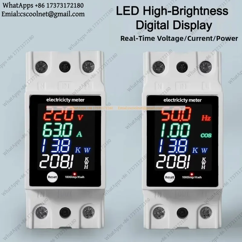 1PCS Multi-Functional Digital Electricity Meter Current Voltage Power Factor Ammeter Voltmeter For PC Power Tool