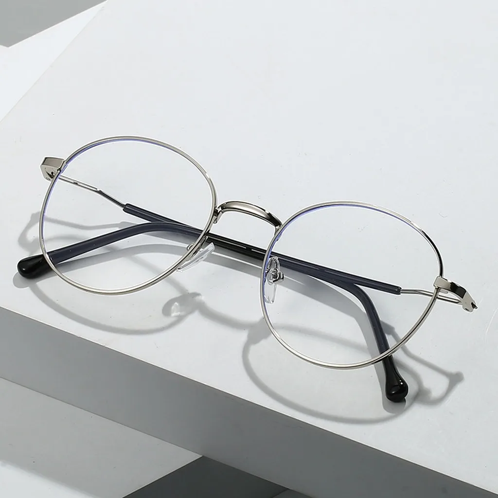 Chameleon Photochromic Glasses Women Men Retro Round Sunshade Eyeglasses Anti-UV Blue Light Blocking Computer Eyewear Frames