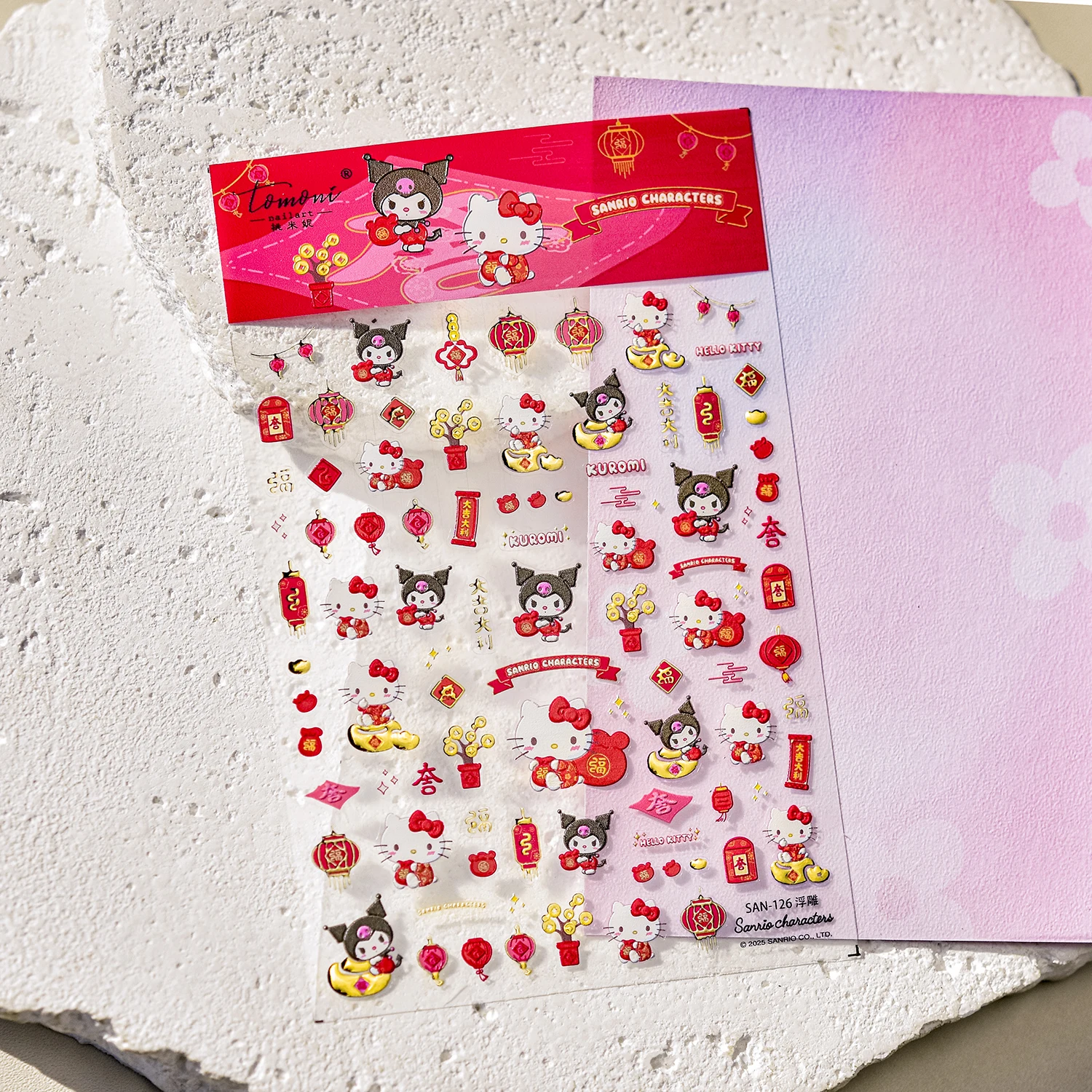 1PCS 5D Embossed Cute Cartoon Stylish design Hello Kitty Nail Stickers Waterproof Self-Adhesive Nail Art Decal Sanrio Nail Parts