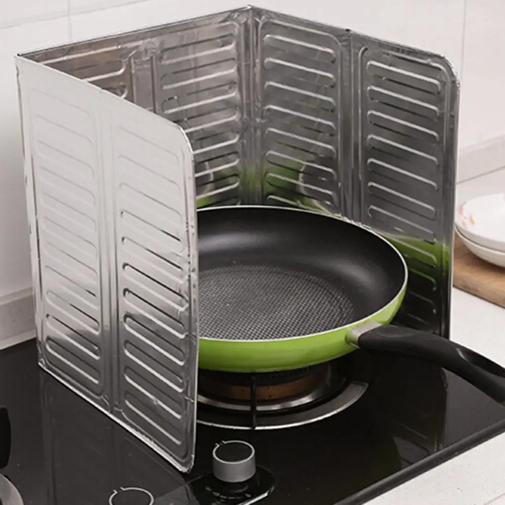 Aluminium Gas Stove Baffle Plate Foldable Oil Splash-proof Protection Screen Heat Insulation Anti-oil Baffle Kitchen Accessories