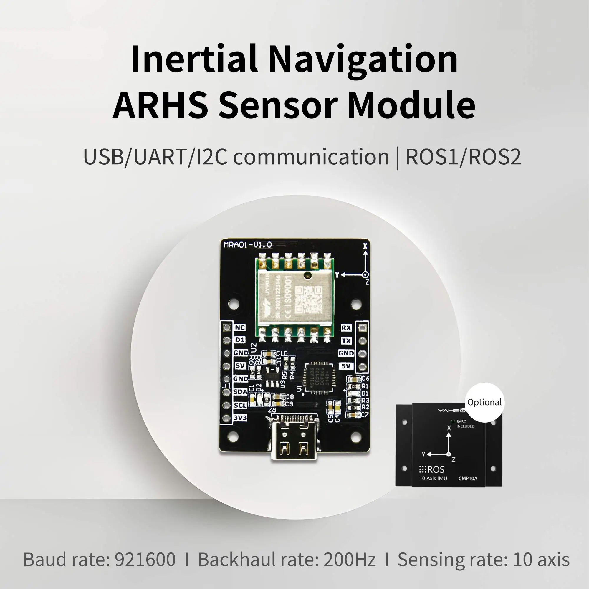 

IMU 10-Axis Inertial Navigation ARHS Sensor Module With Accelerometer Gyroscope Magnetometer Robots for Jetson RaspberryPi Board