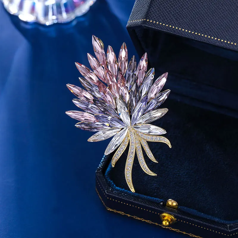 Vintage Crystal Wheat Brooch LuxuryTemperament Women's Zircon Pearl Firework Dragonfly Butterfly Fish Phoenix Broochpins Jewelry view 3