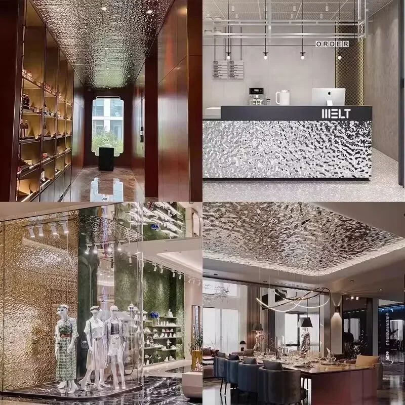 122cm Wide Self-Adhesive Wall Decals Gold/Silver Mirror Finish Wedding Ceiling/Wall Background Party Decorations Wave Pattern