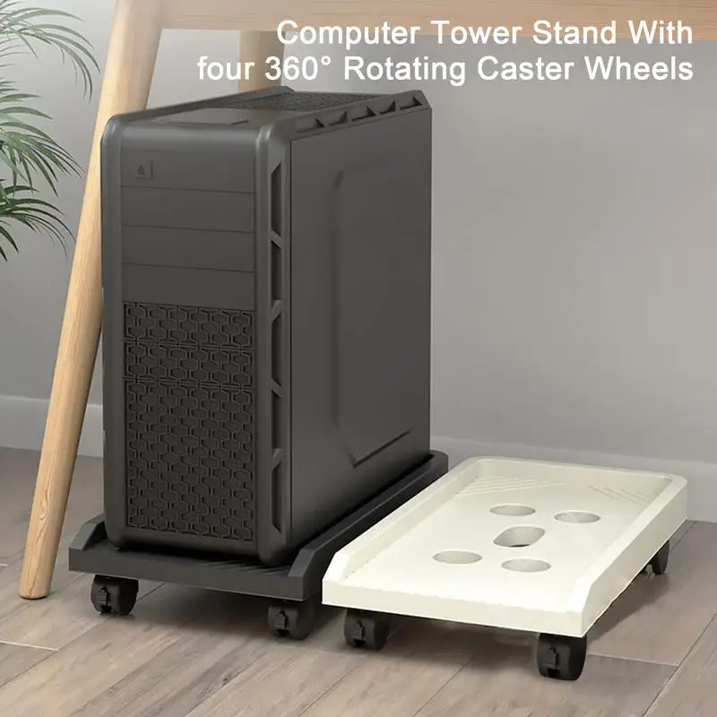 Durable Computer Tower Stand with Rolling Caster Wheels Mobile PC Holder Tower Stand Under Desk Fit Most Computer PC