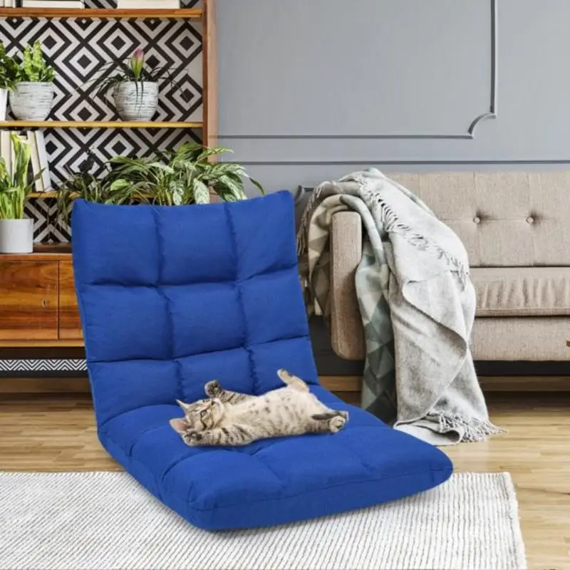 

14-Position Adjustable Folding Lazy Gaming Sofa-Blue